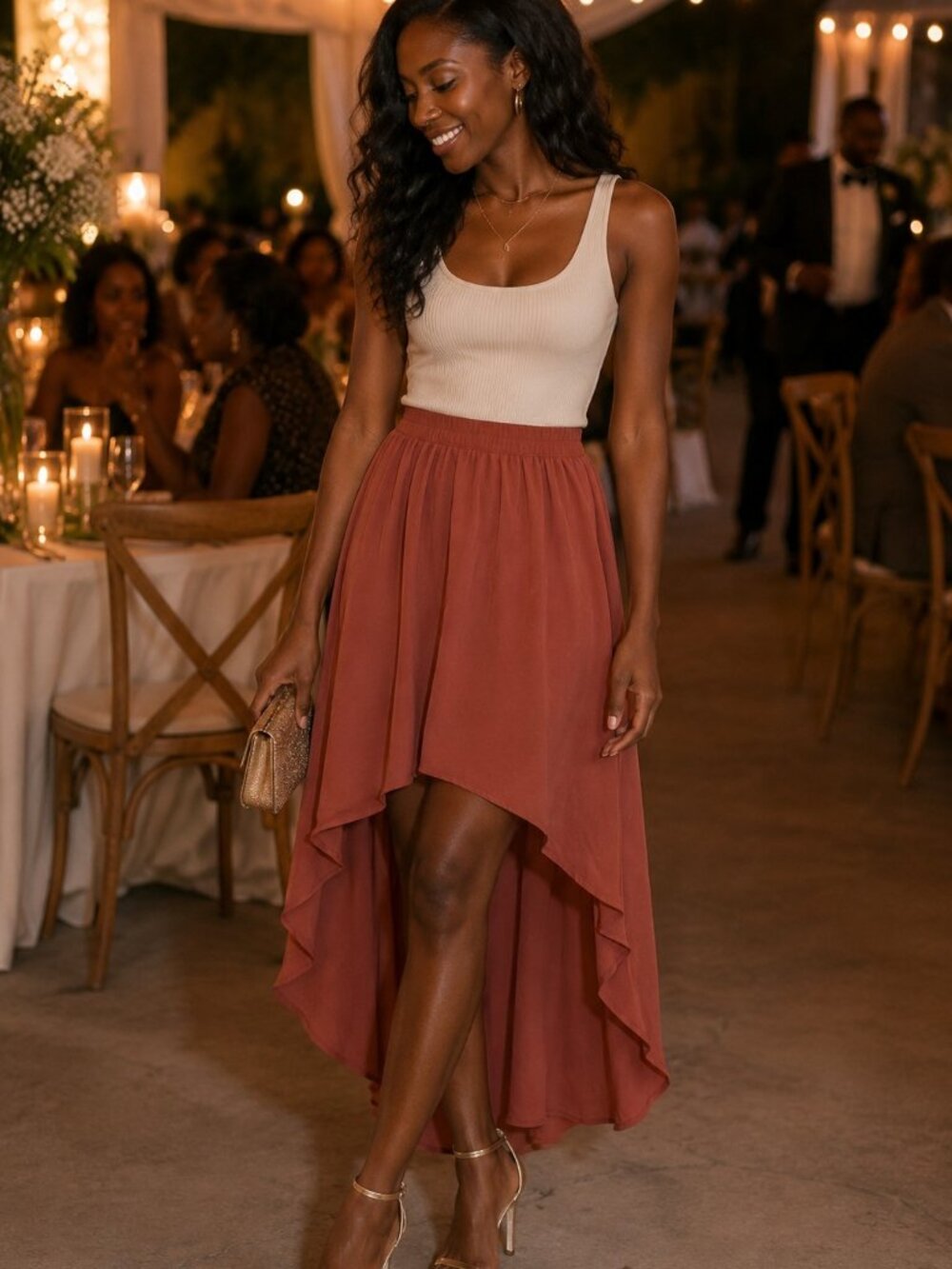 Forever 21 Hi Low Chiffon Skirt High Low Dusty Rose Sheer Lined Boho Midi Size M